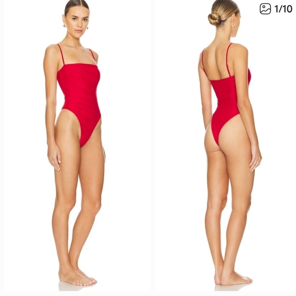 GONZA one piece swimsuit square neck BLACK cheeky. High waist size small